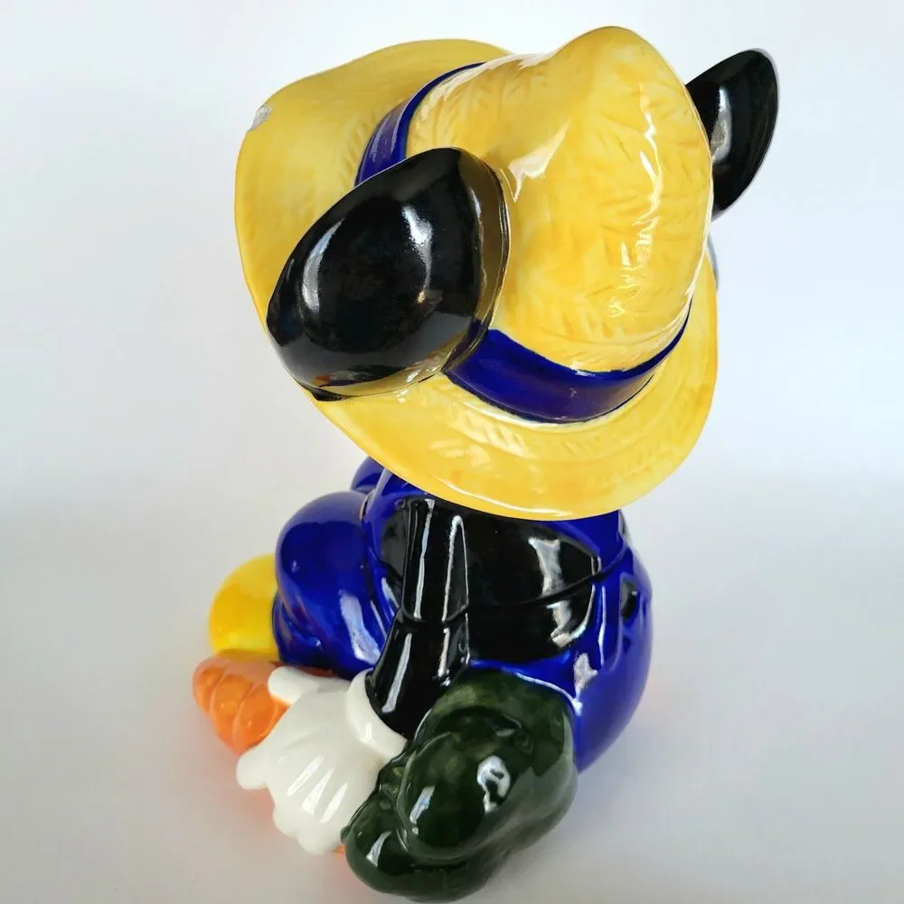 Vintage Mickey Mouse Carrot Farmer Cookie Jar Disney Treasure Craft - READ